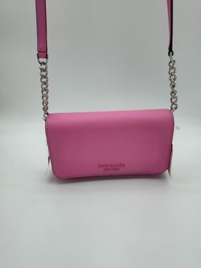 KATE SPADE Cameron Small Flap Crossbody Bright Peony Pink Leather NWT